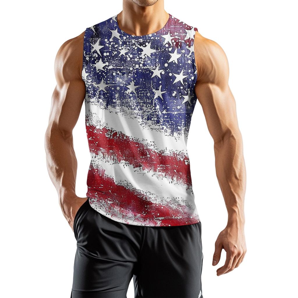 Men's Athleisure Independence Day Printed Sleeveless Vest