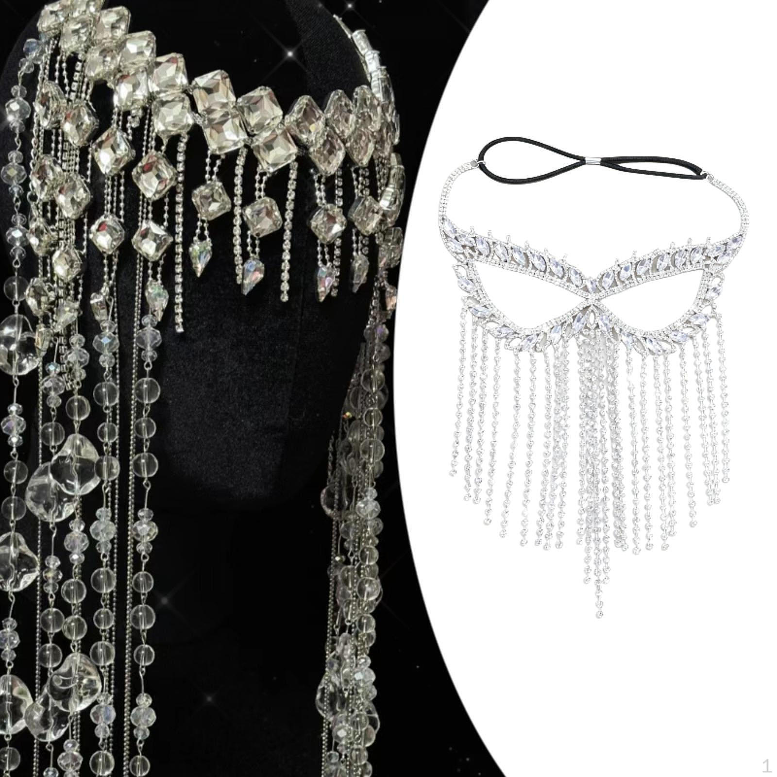 

Rhinestone Tassel Mask Shiny for Women Cosplay Music Festival Mardi Gras срібний
