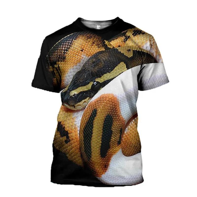 

Летняя женская футболка с принтом змеи 3D, женская повседневная футболка с круглым вырезом и коротким рукавом, одежда больших размеров XL