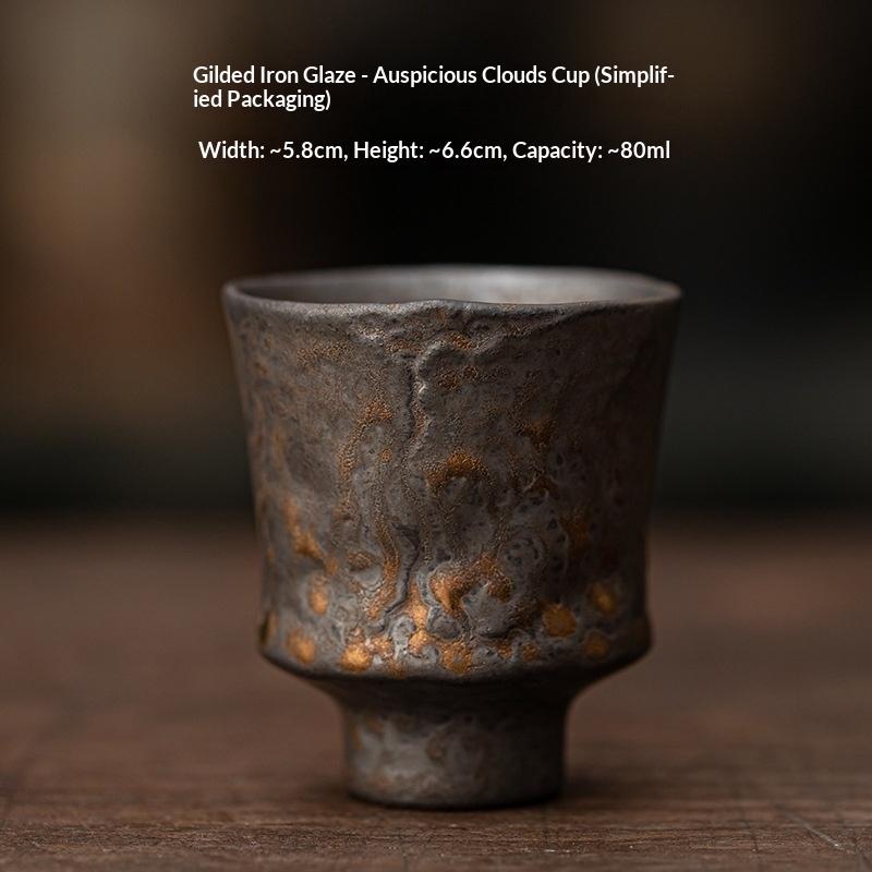 

Gilded Iron Glaze Retro Household Teacup Tasting Cup Ceramic Master Cup Cloud Pattern Cup Tea Bowl 200ml