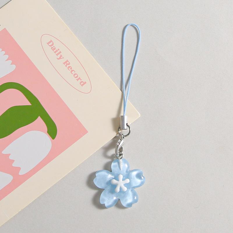 Colorful Resin Flower Phone Chains for Women Korean Style Fresh Cute Transparent Bag Key Pendant Best Friend Compact Accessory