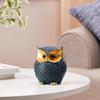 Modern Classy Happy Owl Resin Art Figure Showpiece (Pack of 1, Blue and Gold)