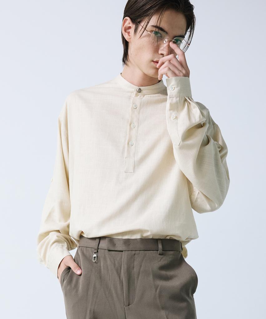 SSY Linen Concho Roll-Up Shirt Cream