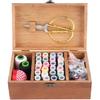 Tissting Wooden Sewing Kit Box, Vintage Taraxacum Pattern, Sewing Repair Tool Set with Storage Box, Needle Thread Storage Case Organizer, DIY Sewing