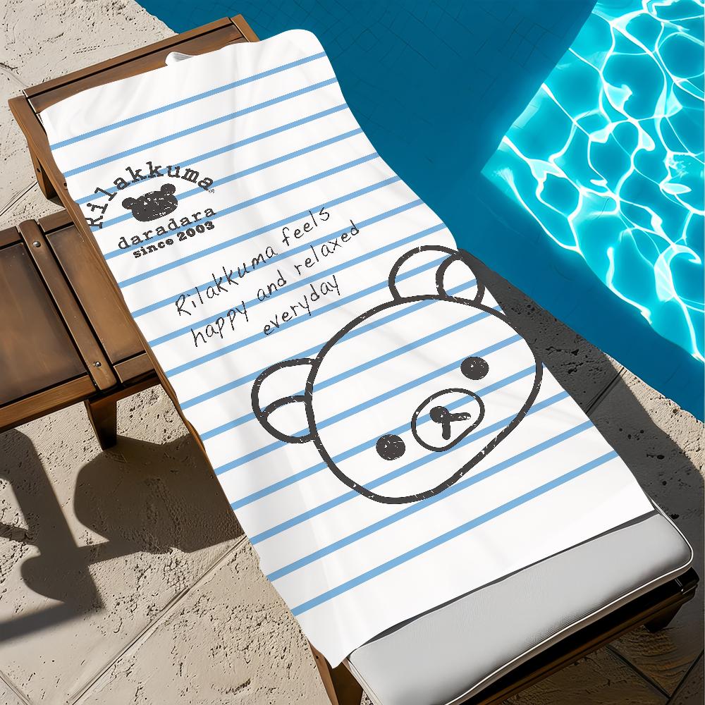 Anime Cute Cartoon R-rilakkuma-a Towel Large Quick-Drying Microfiber Soft Beach Towel for Travel Fitness Sauna Bathing Camping