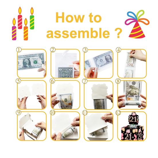 16th 21st Happy Birthday Money Box Surprise Pull Out Money Gift Box Cash Box Set Birthday Gift Money Holder for Kids Boys Girls