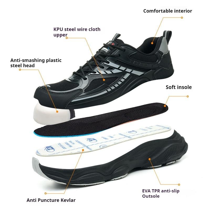Protective Work Shoes With Plastic Toe Anti-Puncture Insulated Shoes Comfortable Safety Boots Non Slip Lightweight Safety Shoes