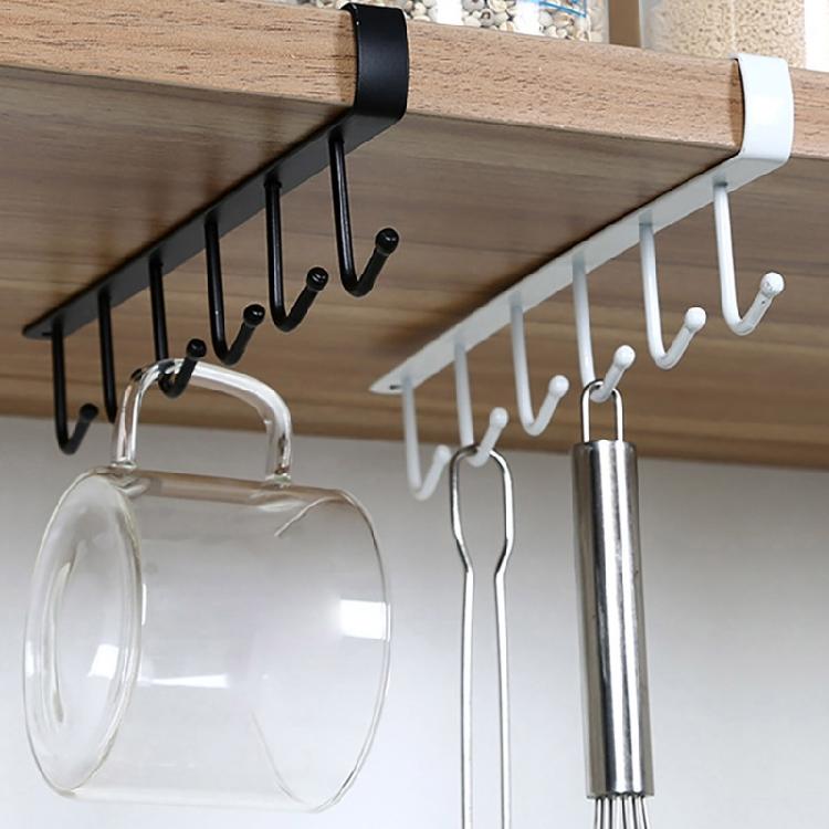 Multipurpose 6 Hook Kitchen Cup Holder Home Accessory for Cabinet and Wall Storage of Mugs and Daily Use Items