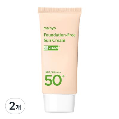Manyo Factory Foundation Free Sun Cream SPF50+ PA++++, 2 Units, 50ml