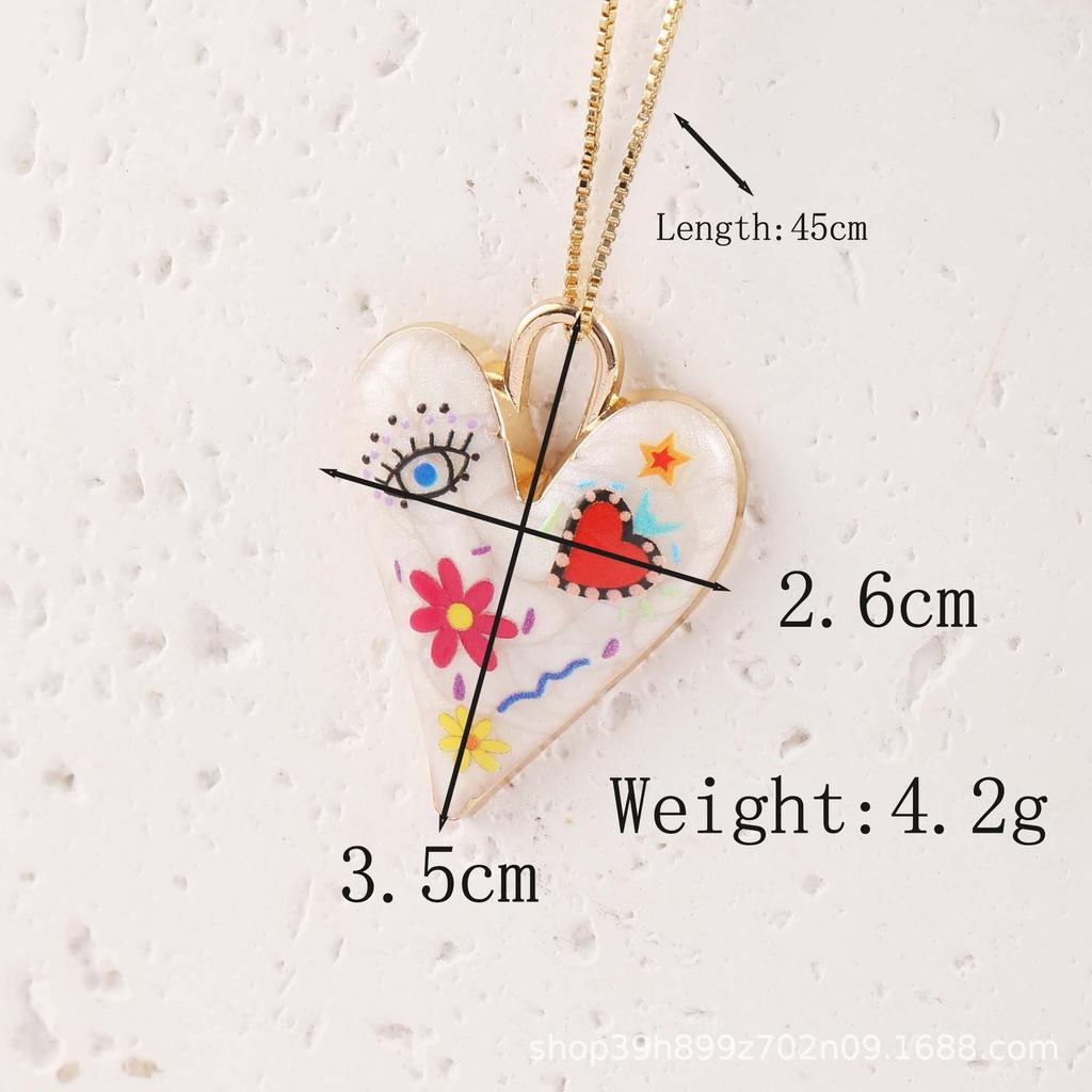 Devil's Eye Heart Pendant: Colorful Gold-Plated Necklace & Keychain