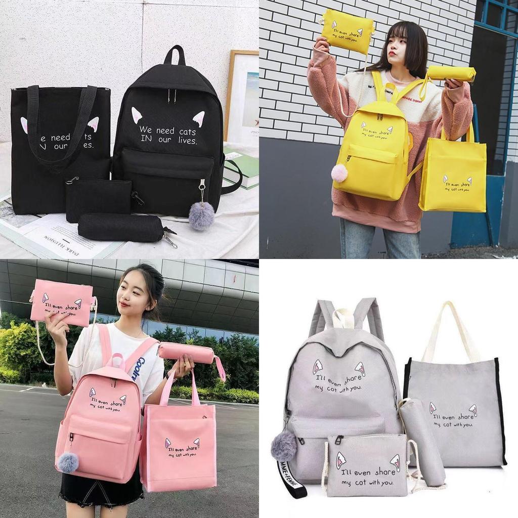 Casual Student Bookbag With Breathable Back System And Letter Print Design