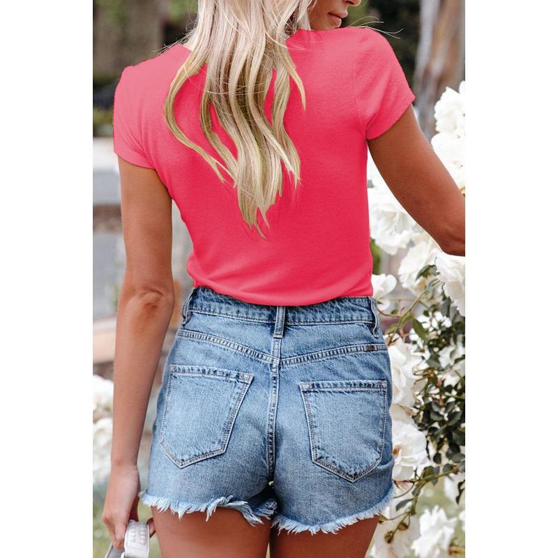 Spring Summer Women's T-shirt, Sexy V-neck Tops, Women's Short Sleeve T-shirt