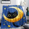 Black Cat Print Flannel Blanket, High Quality Comfortable for All Seasons, Home Decor, Warmth and Comfort, Perfect for Christmas Gifts