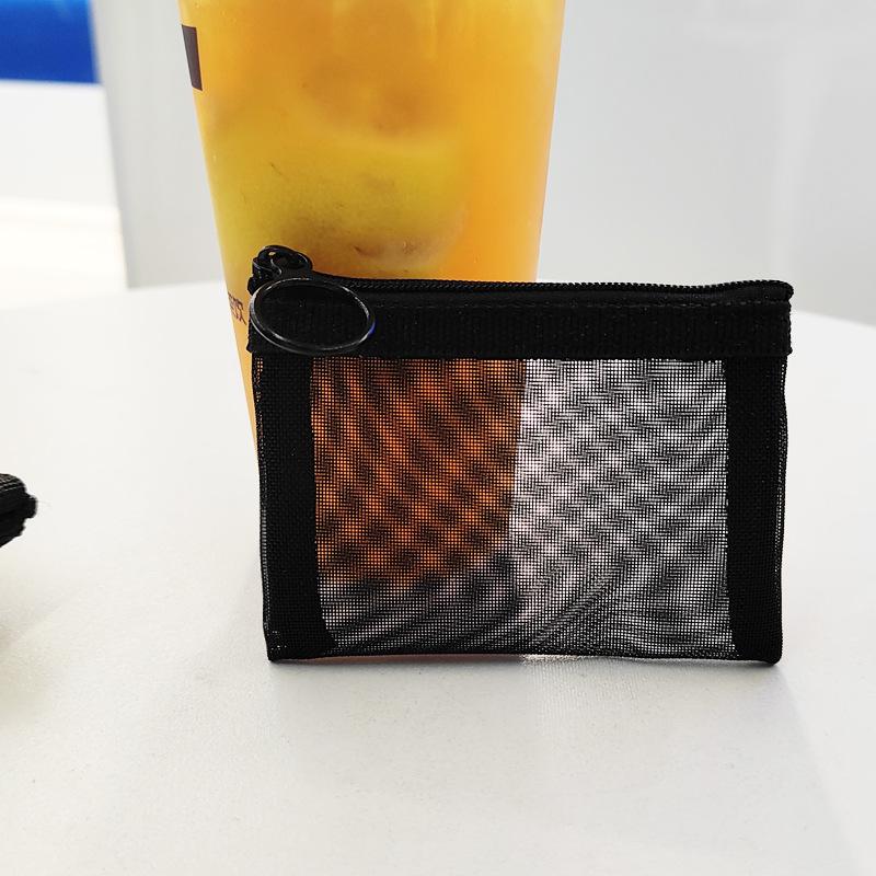 Mini Transparent Mesh Zipper Pouch: Cosmetics, Lipstick, Coins, Cards & Keys Organizer