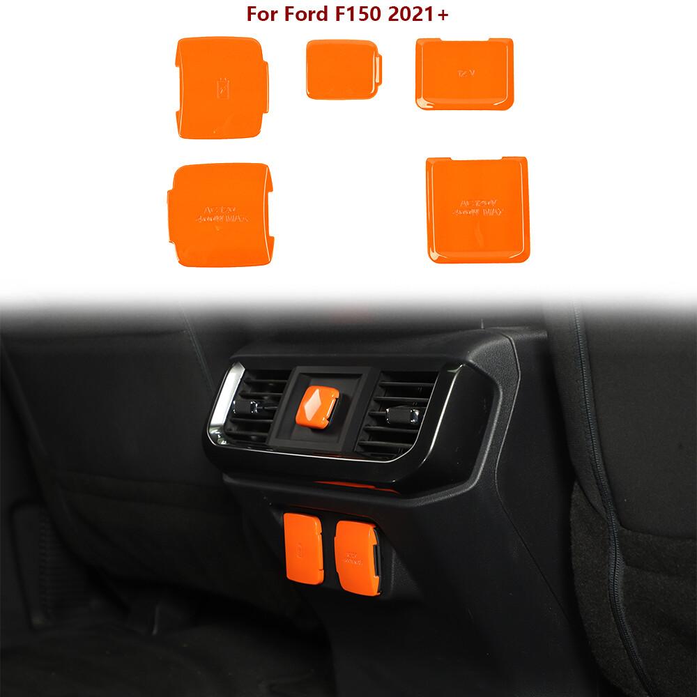 Center Control USB Power Socket Cover Trim Accessory For Ford F150 2021+ Orange