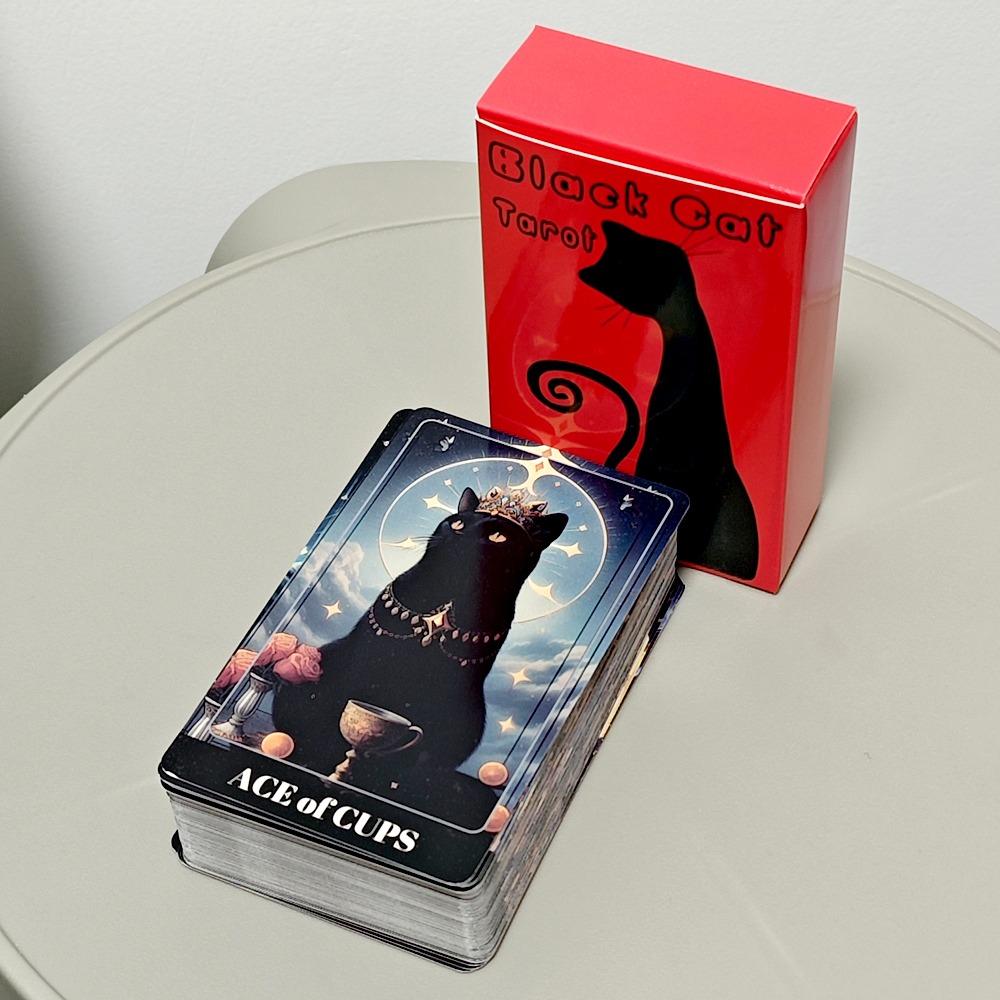 Black Cat Tarot Shadowy Cat Deck Feline Deck 78 Pcs Tarot Cards Based on Rider Waite System for Beginners 10.3*6cm