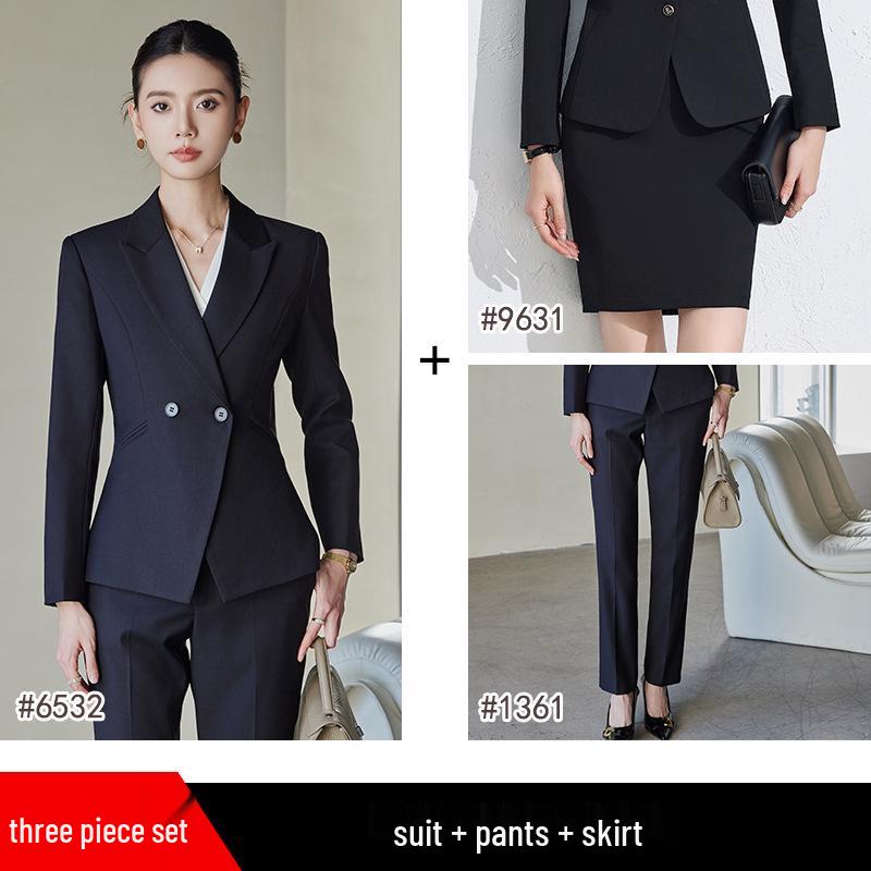 Yumeiya Elegant Professional Suit Set - Spring Thick Style Waist-Slimming Long-Sleeved Workwear Uniform.