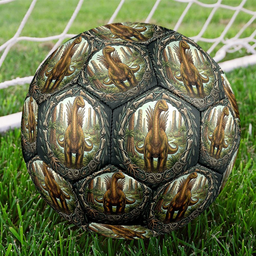 Prehistoric Dinosaur Kingdom Round Football Size 5 Adult Ball Suitable for Training Matches and Outdoor Team.