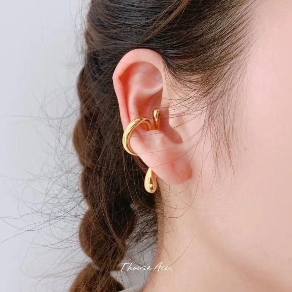 Minimalisme Vloeibaar Metaal S-vormig Geen Piercing Clipoorbellen voor Vrouwen Cool Meisje Oor Cuff Modieus Statement Oorbellen Sieraden Cadeaus