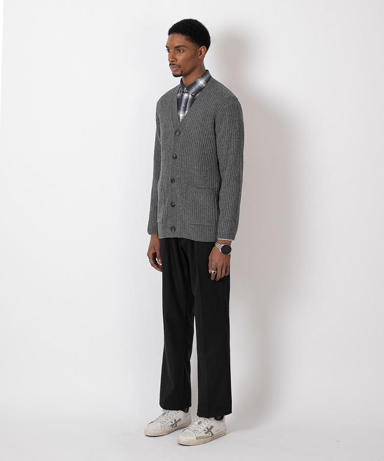 Strike Wool Cardigan (Dark Grey)