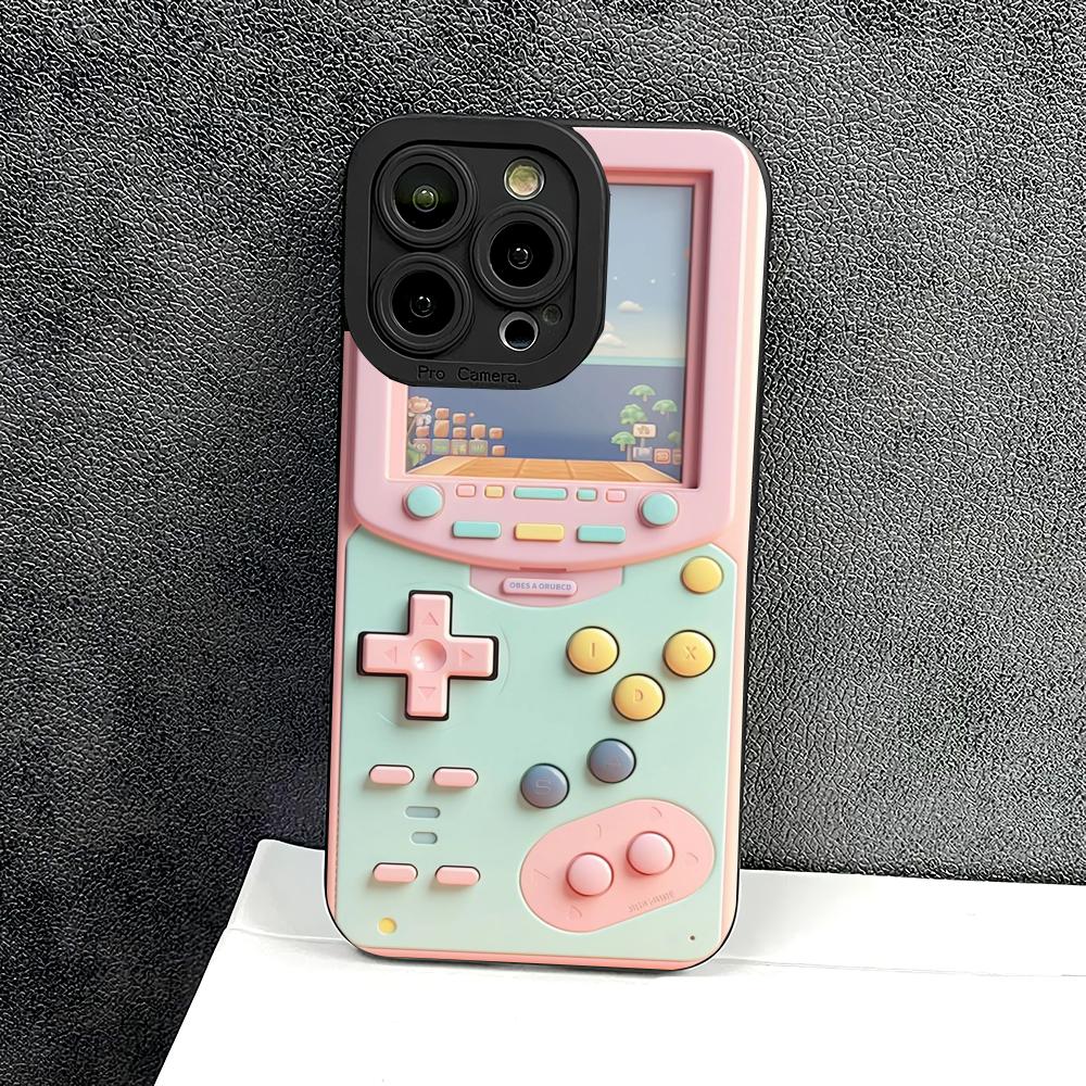 Pink Game Console Pattern TPU Phone Case Suitable for iPhone17 16 15 14 13 12 11Pro/Max/Plus Anti Drop and Shockproof Back Cover