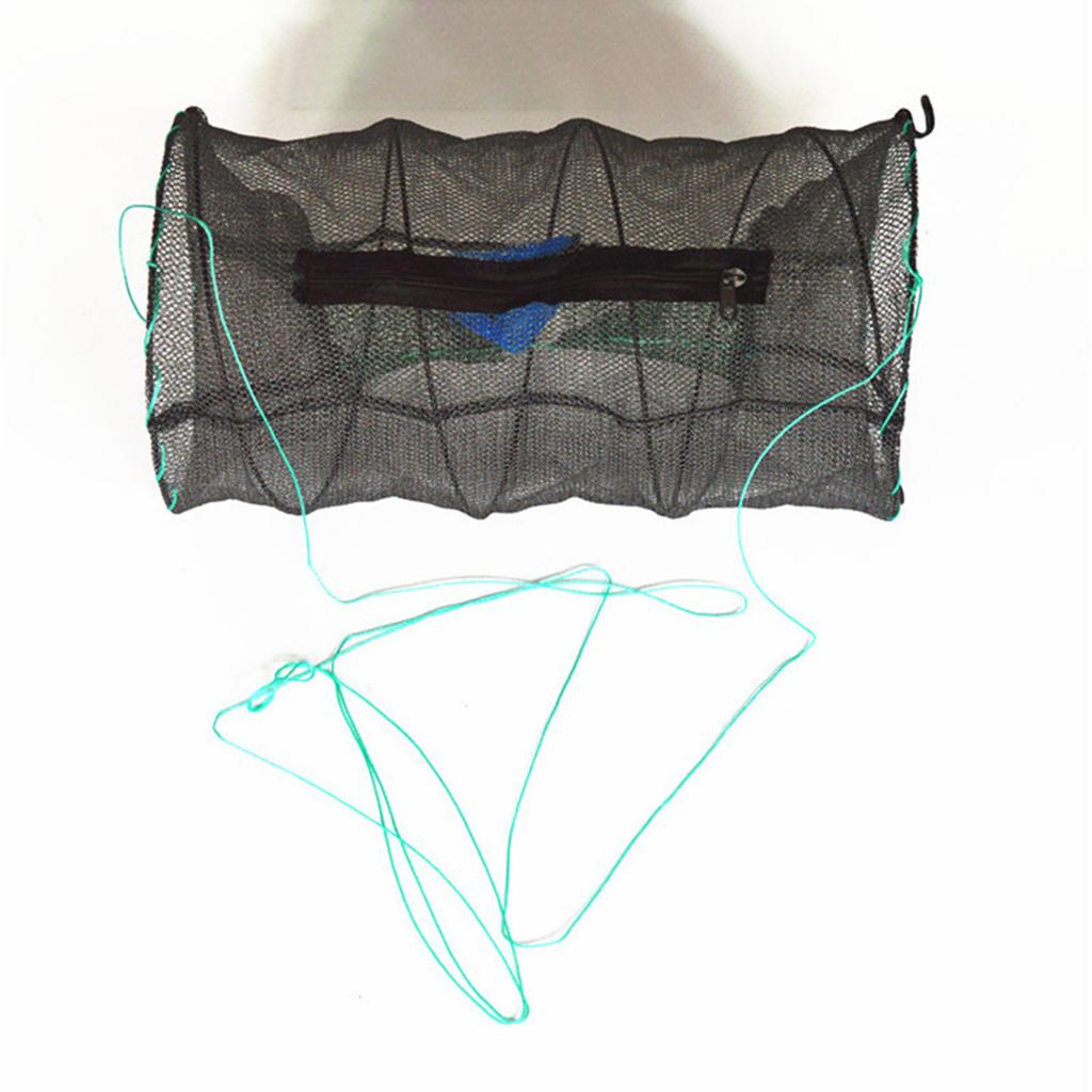 1Pcs Collapsible Steel Wire Nylon Net Fish Cage Mesh Fine Trap For Crab Shrimp And Crayfish Fishing Tackle Outdoor Enthusiasts