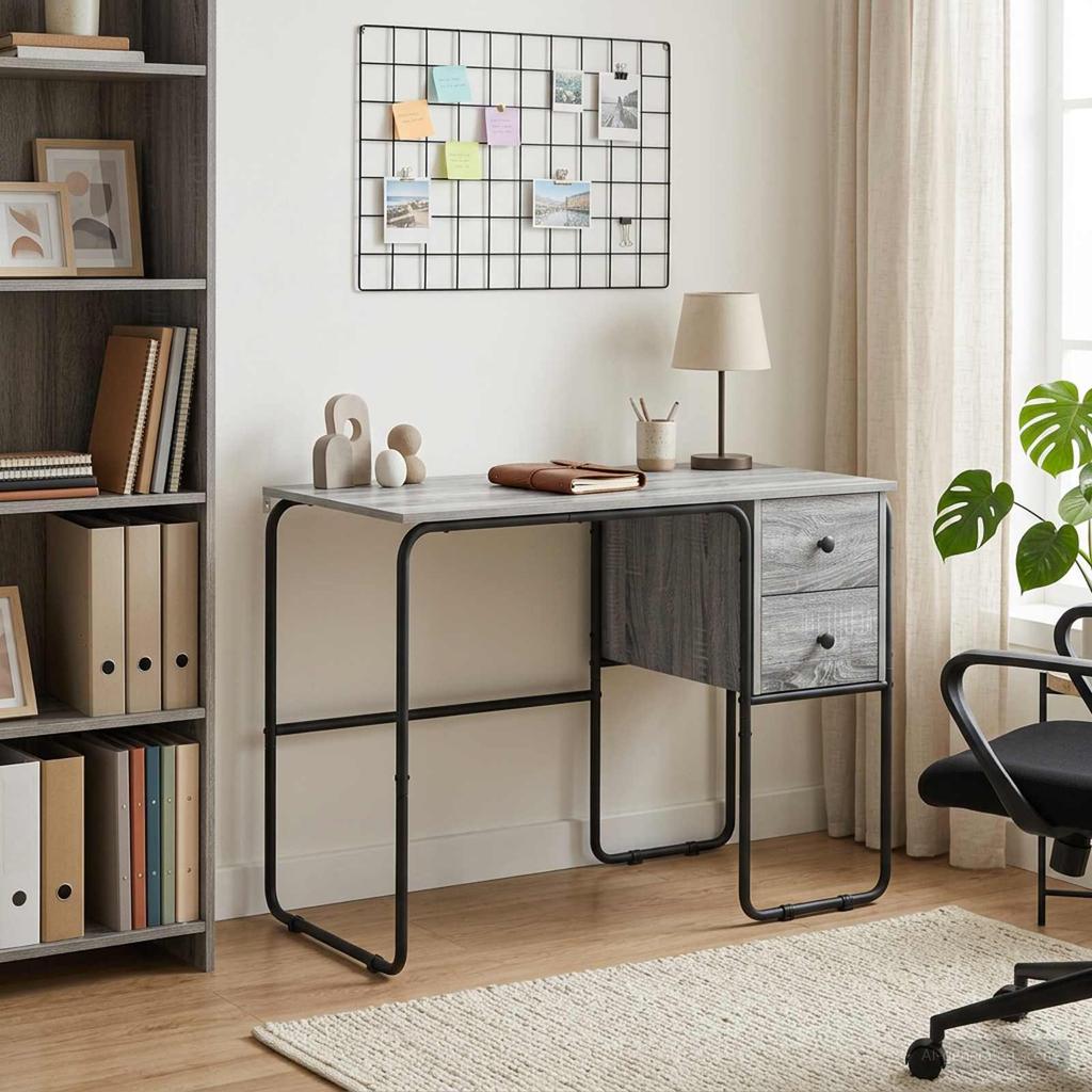 Desk with Storage Sonoma Grey 100 X 50 X 75 Cm