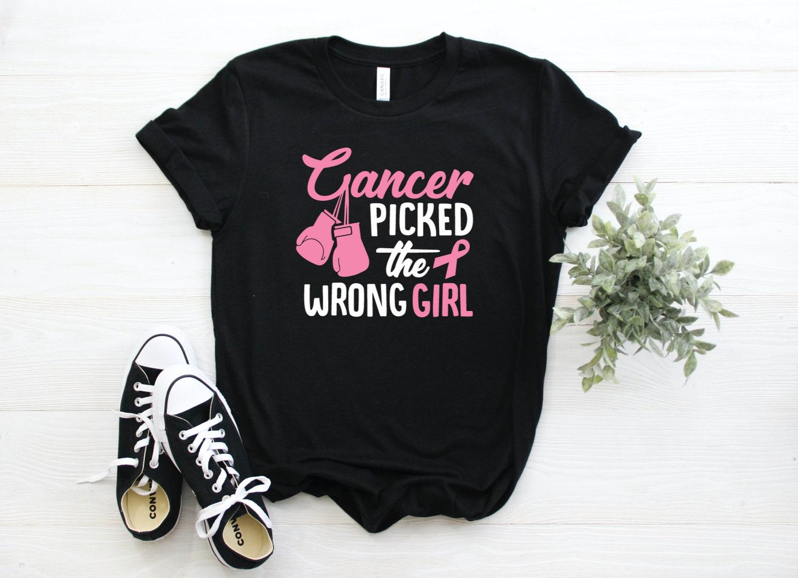 Cancer Picked The Wrong Girl Graphic Tee, Unisex T-Shirt, Breast Cancer, Pink 2XL