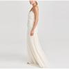 Women's Chiffon Dress Elegant White Backless 3D Flower Strap Dress Pleated A-line Patchwork Design Summer Beach Vacation Robe Evening Vestidos Dress