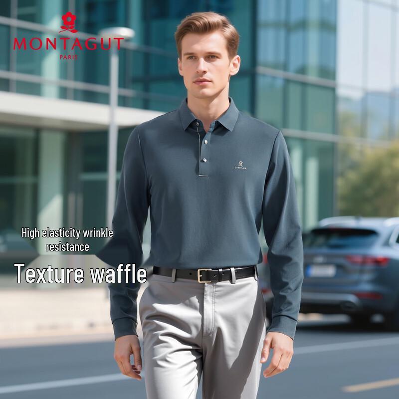MONTAGUT Men s Seamless Breathable Long-Sleeve Polo Shirt 48