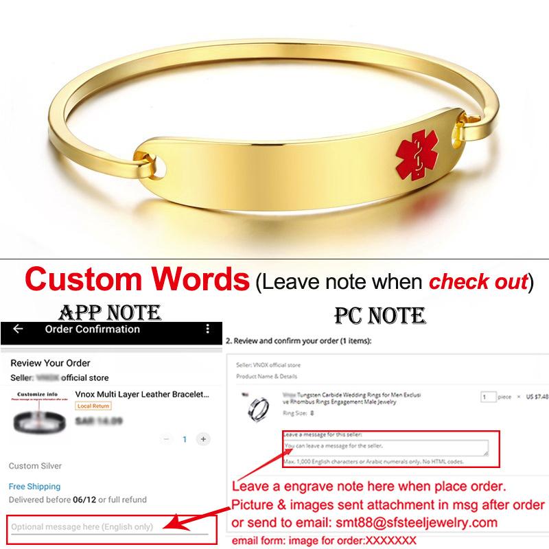 When I'm Dead Just Throw Me in The Trash Medical Alert ID Bracelets for Women Stainless Steel Elegant Personalize Cuff Bangle