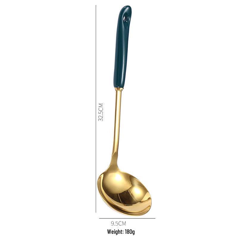 

ZISIZ Emerald Green Gold Plated Soup Ladle Set