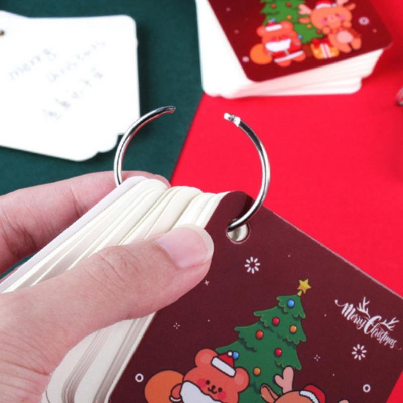 80pcs/packChristmas Iron Ring Binder Loose-leaf Ring Binder Christmas Stocking Christmas Tree Reindeer Portable Pocket Notebook