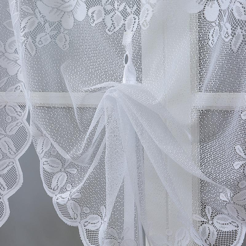 American White Double Layer Insulated Yarn Lace Room Divider Curtain for Bedroom or Kitchen