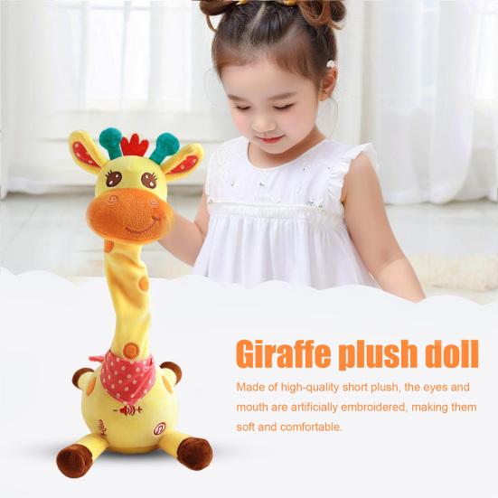 Musical Giraffe Toy with LED Lights Sings Dances Repeats What You Say Plush Giraffe Toy Baby Electric Glowing Dancing Talking Stuffed Giraffe Toy
