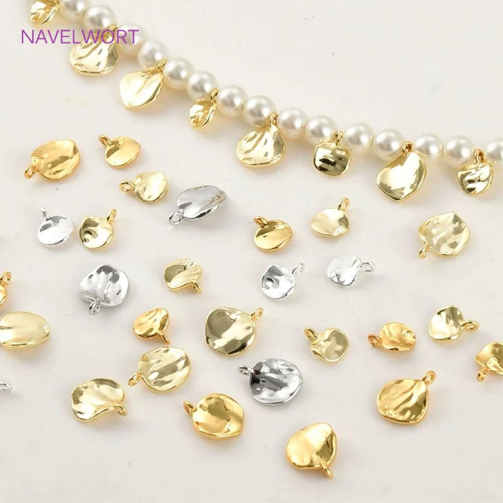 6/8MM 18K Gold Plated Irregular Round Charms For Bracelets,Brass Small Pendant Charms,DIY Necklace Jewelry Making Accessories