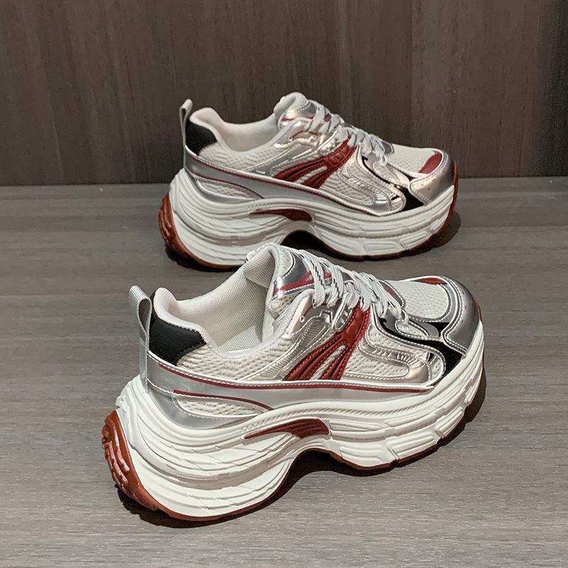 Thick-soled breathable dad shoes women 2025 new autumn Internet celebrity explosion increased versatile lightweight soft-soled sports shoes