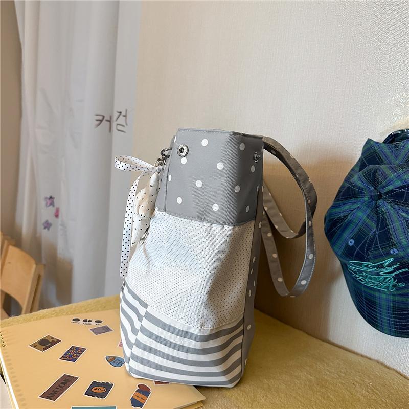 Cute Polka Dot Tote Bag for Women Shoulder Bag with Star Print and Striped Design, Large Capacity Everyday Bag