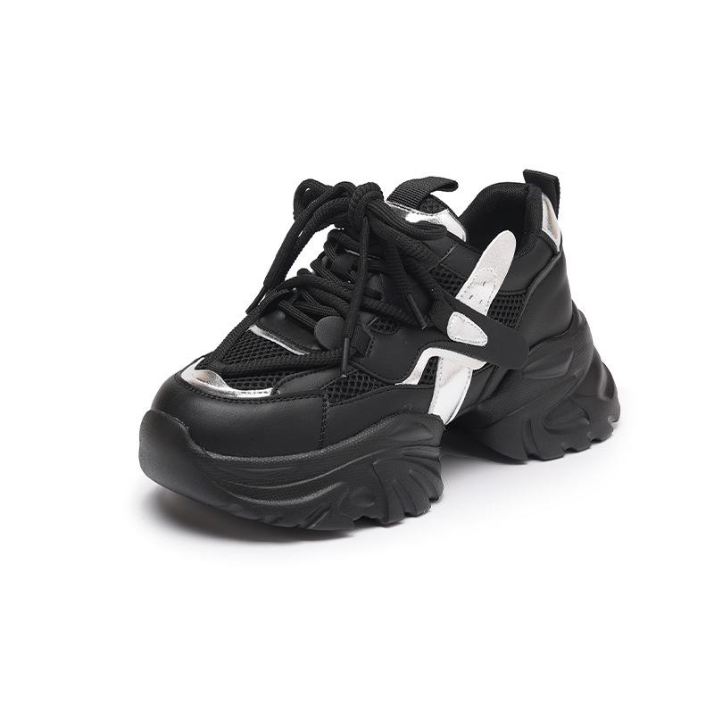 

2025 spring new platform dad shoes women s super fire versatile color matching muffin casual sports shoes little white shoes tide 40 чёрный