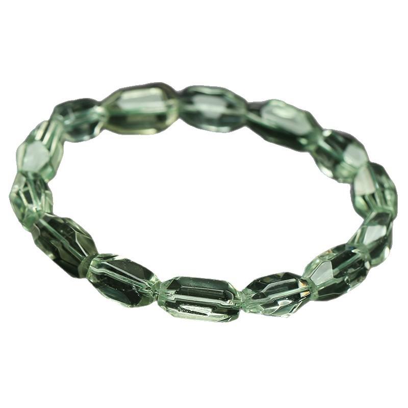 Hongchu Crystal Natural Green Crystal Barrel Bead Faceted Bracelet Ice Green Crystal Faceted Bracelet