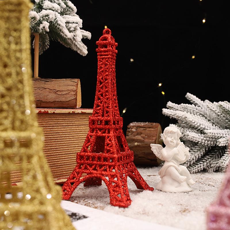 Glitter Eiffel Tower Ornament: Creative Christmas Display Prop