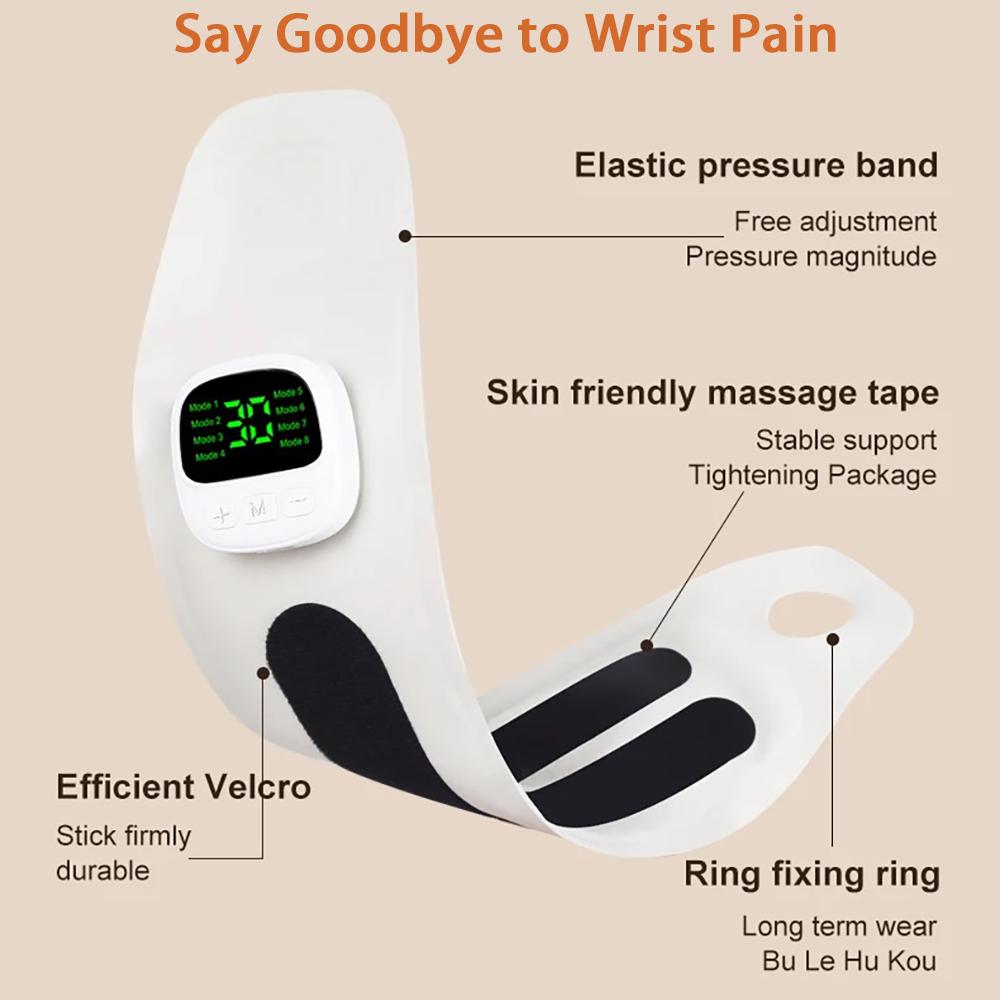 8 Modes 32 Levels Wrist Massager Electric Rechargeable Hand Vibration Massage Relieves Tenosynovitis And Carpal Tunnel Fatigue