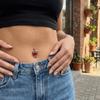 Kupfer Kristallkugel Bauchnabelringe Eleganter Glänzender Körperschmuck Runde Edelstein Bauchnabelpiercing Geschenk