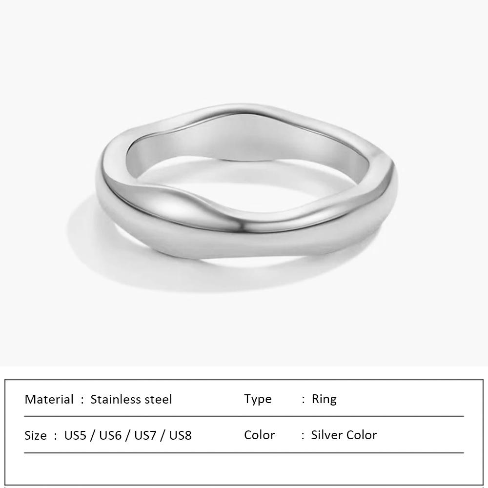 Waterproof Stainless Steel Ring for Women Non-fading Heart Ring Stylish Metal Rings Simple New Jewelry