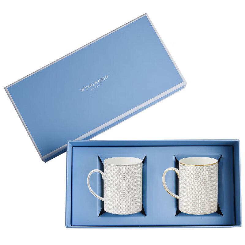 Wedgwood Geometric Gold & Platinum Mug Pair Gift Set