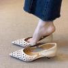 Sheepskin Version of the New Beautiful Hollowed-out One-pedal Pointed Head, Thin Heel, Shallow Mouth, Single Shoes, Hole Shoes, Outer Wear