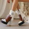 Colorful Boots For Women Platform Boots Chunky Block High Heel Close Round Toe Shoes Classic Fall Winter Shoes Botas Para Mujer