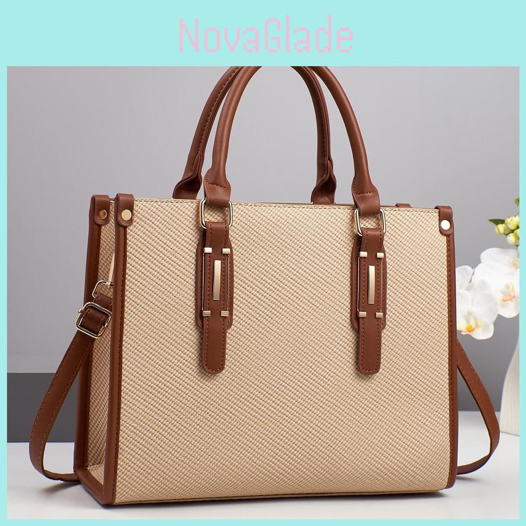 Vintage Retro Pu Leather Womens Casual Tote Bag With Zipper For Daily Use