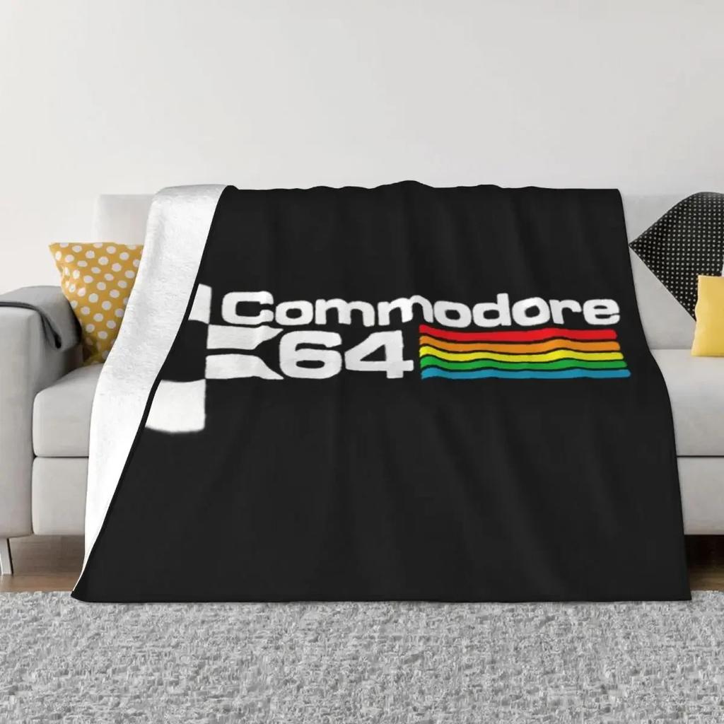 Retro Commodore 64 Blanket Soft Fleece Spring Autumn Warm Flannel C64 Amiga Computer Throw Blankets for Sofa Car Bed Bedspread
