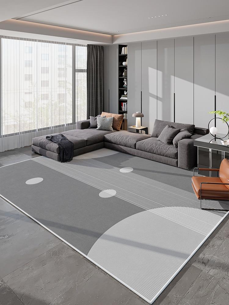 Light Grey Geometric Striped Carpet Living Room Luxurious Decorative Carpets Modern Artistic Lines Rugs Easy Clean Bedroom Rug